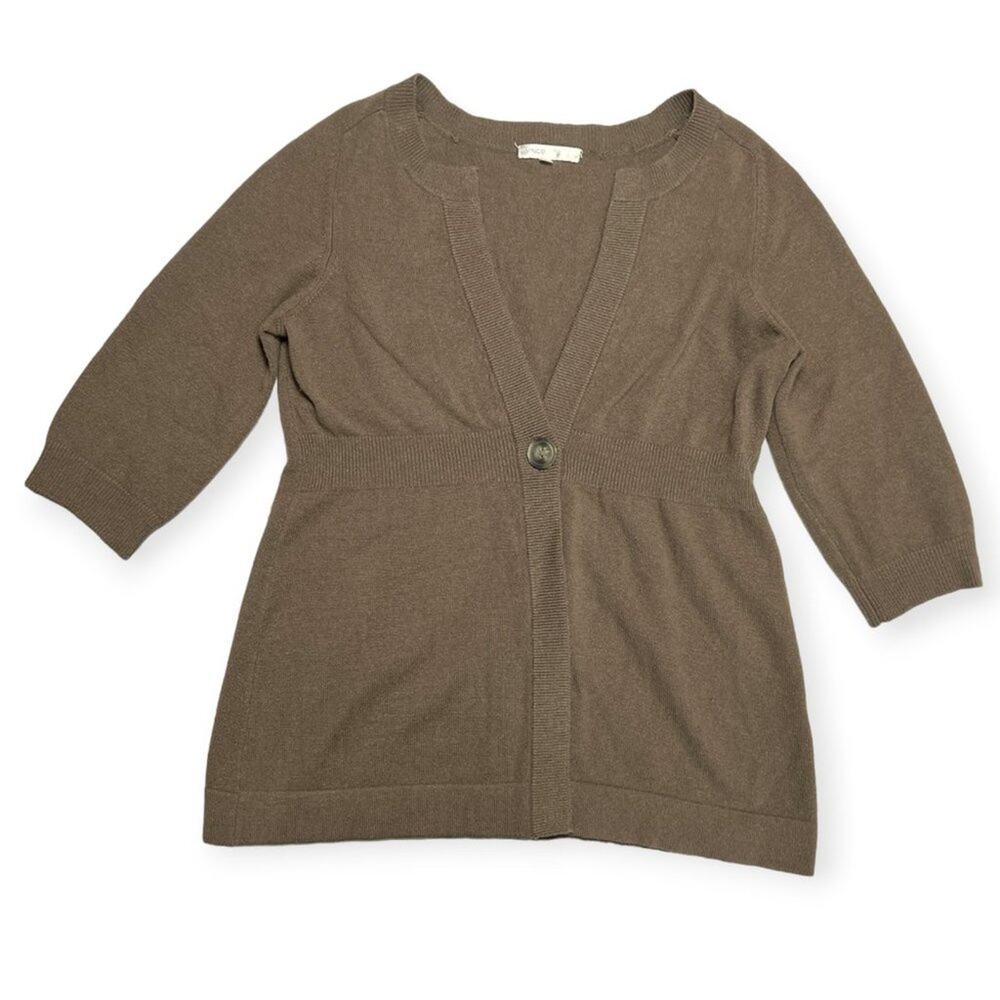 Vince Cashmere V-Neck Cardigan Size S Brown Single Button Luxury Knit Sweater